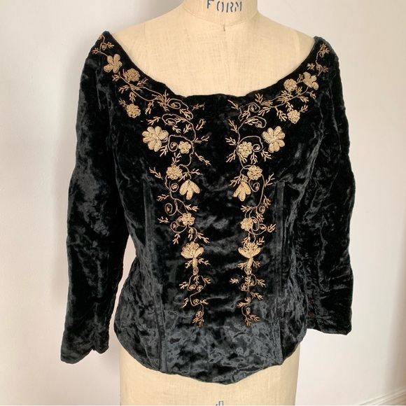 Vintage Zardozi Embroidery Velvet Top - Picture 1 of 11